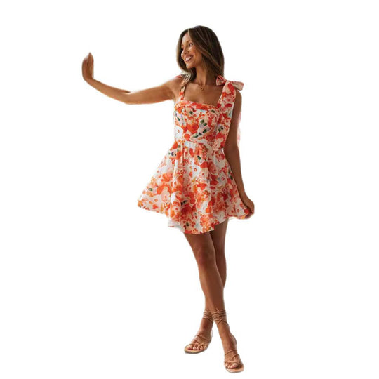 Damen Sommerliches Minikleid mit Schulterbändern R&B