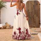Damen Maxikleid mit tiefem V-Ausschnitt und floraler Applikation R&B