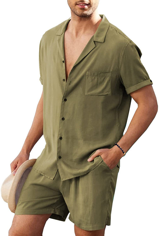 Herren Lässiges Kurzarm-Hemd und Shorts Set R&B