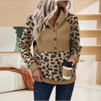 Damen gemütlicher Kapuzenpullover mit tierischem Muster und elastischem Saum R&B