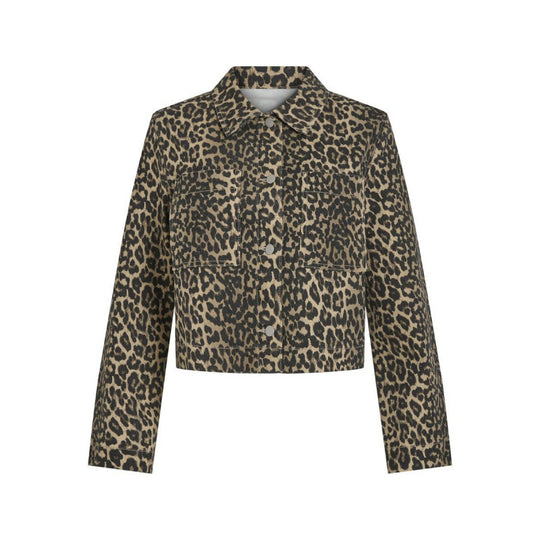 Damen lässige Leo-Print Jacke mit praktischen Taschen R&B