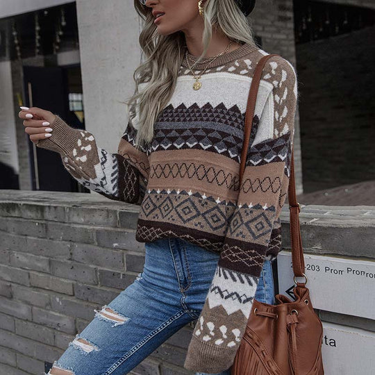 R&B | Geometrischer Strickpullover Mit Stilvollem Muster