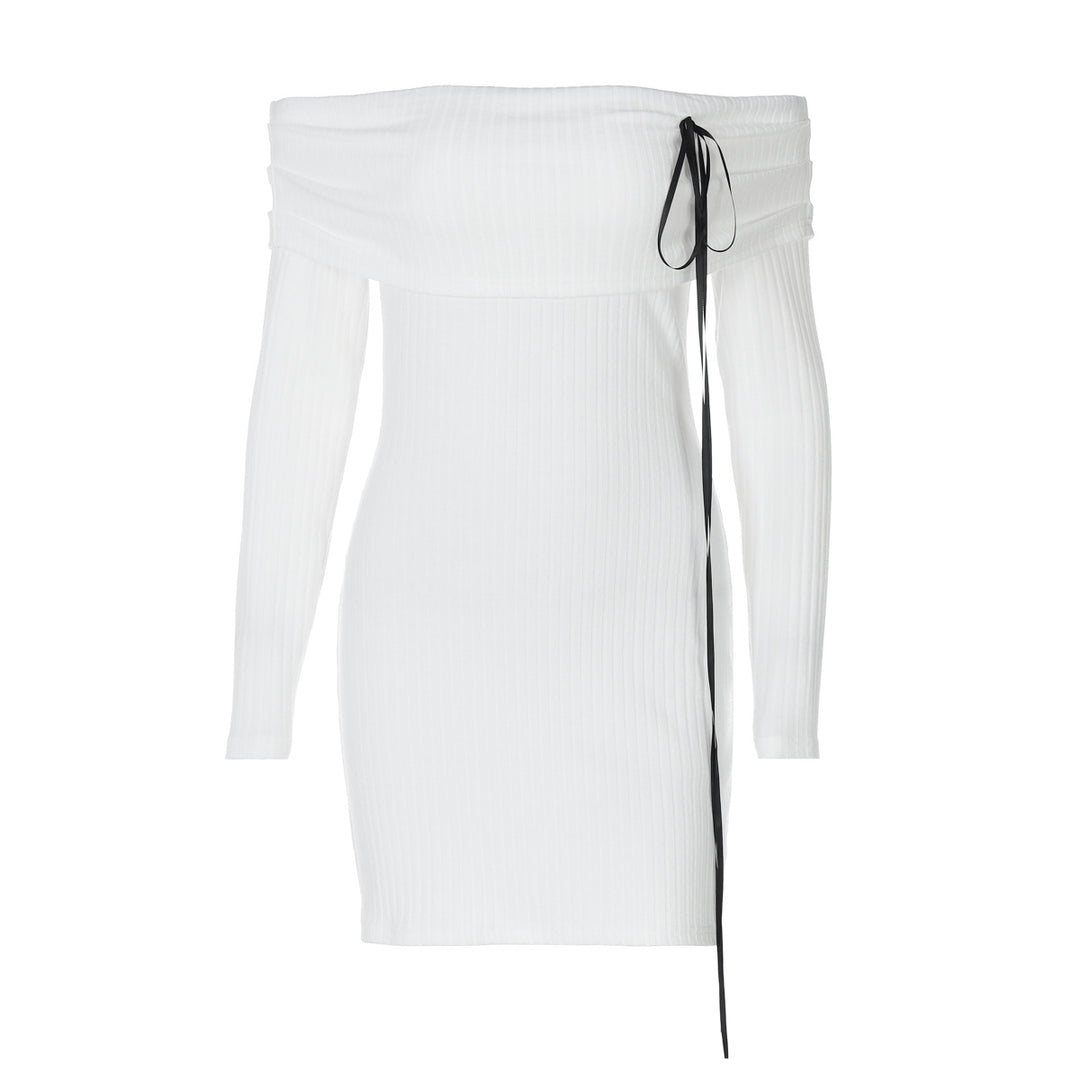 Damen Off-Shoulder Kleid mit eleganten Riemen R&B