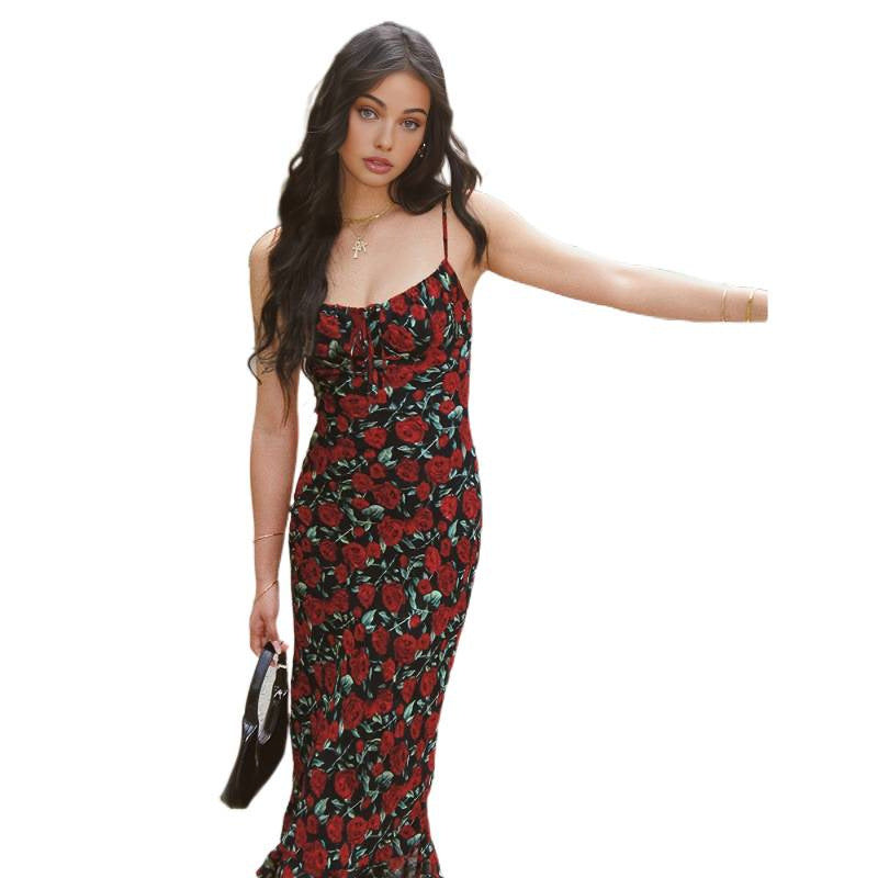Damen Maxikleid mit floralem Muster und Rüschensaum R&B