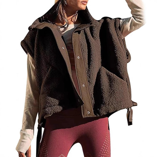 Damen weiche Teddy-Weste mit praktischem Schnitt R&B