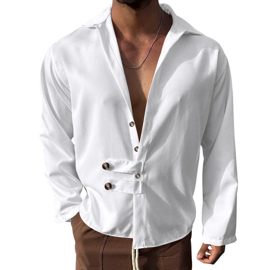 Herren Elegantes Hemd mit innovativem Knopfdesign und tiefem V-Ausschnitt R&B