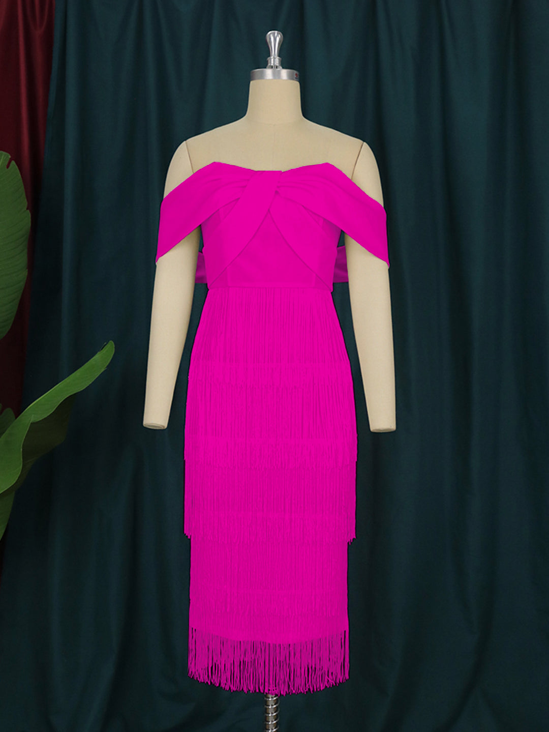 Damen Cut-out Cocktailkleid mit Fransen R&B