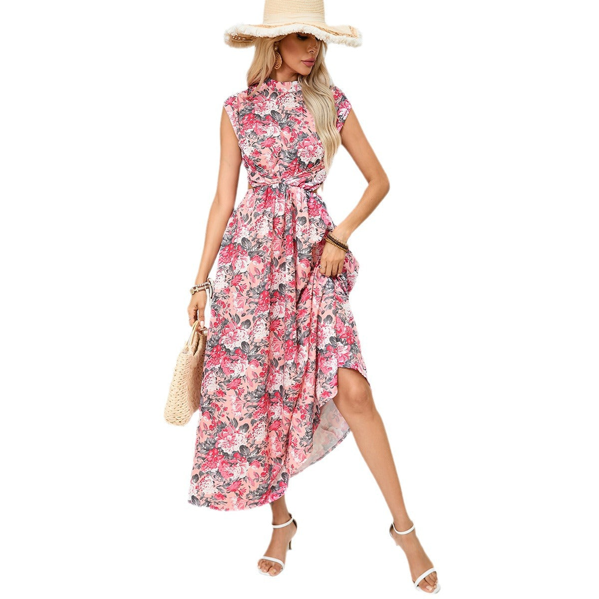 Damen Maxi Kleid mit floralem Design R&B
