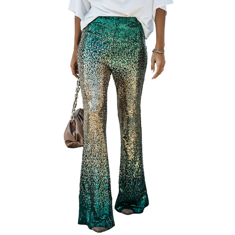 Damen Glitzernde Schlaghose mit Luxuriösem Pailletten-Muster R&B