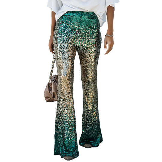 Damen Glitzernde Schlaghose mit Luxuriösem Pailletten-Muster R&B