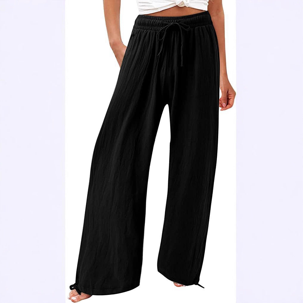Damen lässige weit geschnittene Sommerhose mit elastischem Bund und praktischen Seitentaschen R&B