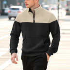 Herren nan Schulterpaneel-Halbzip-Sweatpullover mit gesteppter Schulterpartie und Kängurutasche R&B