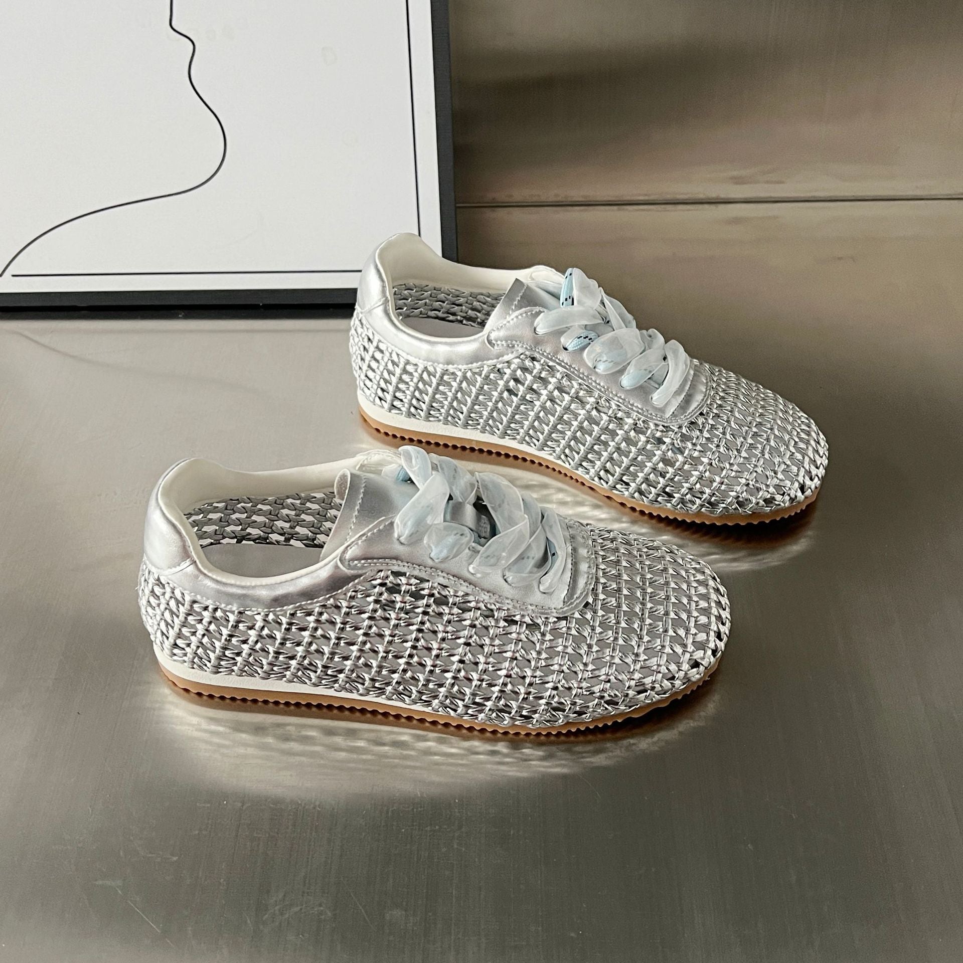 Damen Atmungsaktive Lace-Up Sneakers mit modischem Netzdesign R&B