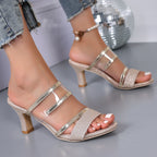 Damen Offene High Heel Sandalen mit transparenten Riemen und funkelndem Detail R&B