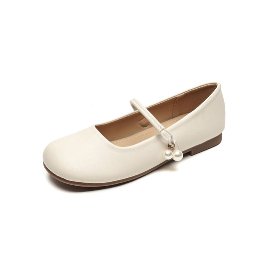 Damen Ballerinas mit modischem Riemchen und Perlenanhängern R&B