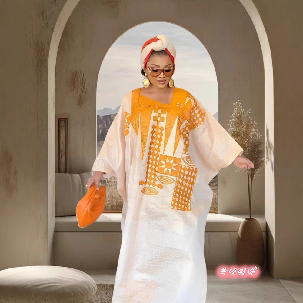 Damen Elegante ethnische Tunika mit erweiterten Ärmeln und einzigartigen Mustern R&B