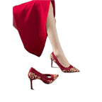 Damen elegante Slingback-Pumps mit zarter Spitzenverzierung R&B