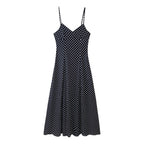 Damen Midikleid mit zarten Spaghetti-Trägern und verspieltem Polka-Dots-Design R&B