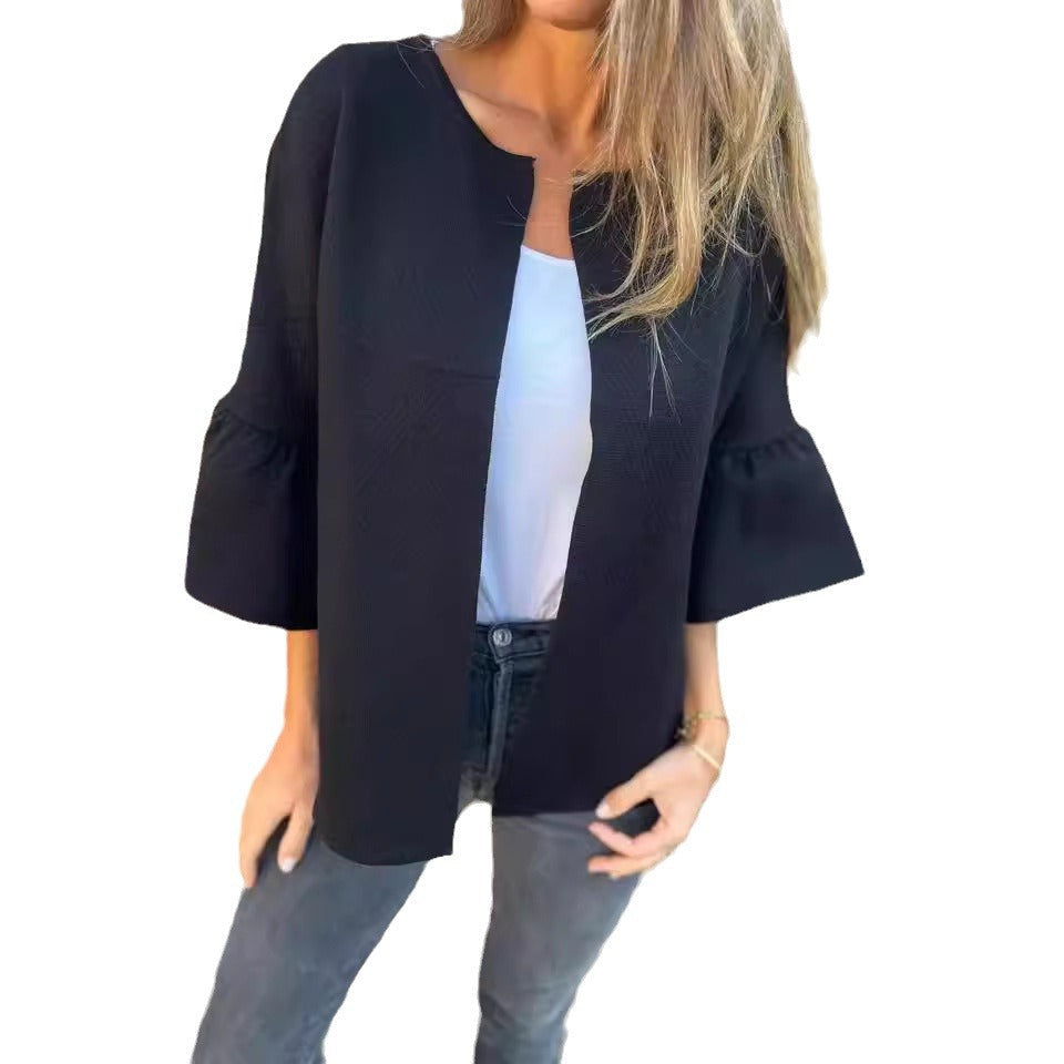 Damen Modische Strickjacke mit weitem Ärmel R&B