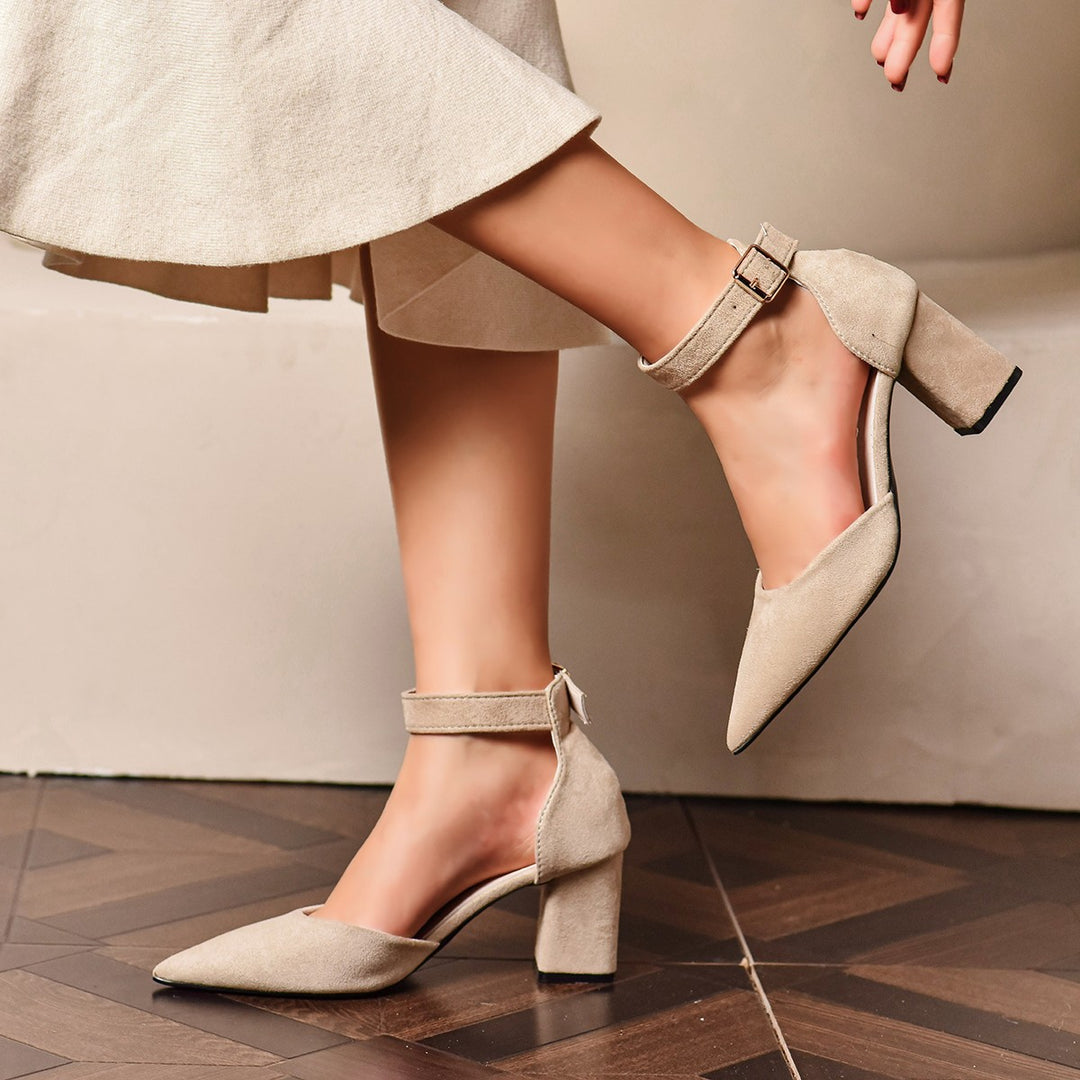 Damen elegante Slingback-Pumps mit hohem Blockabsatz R&B