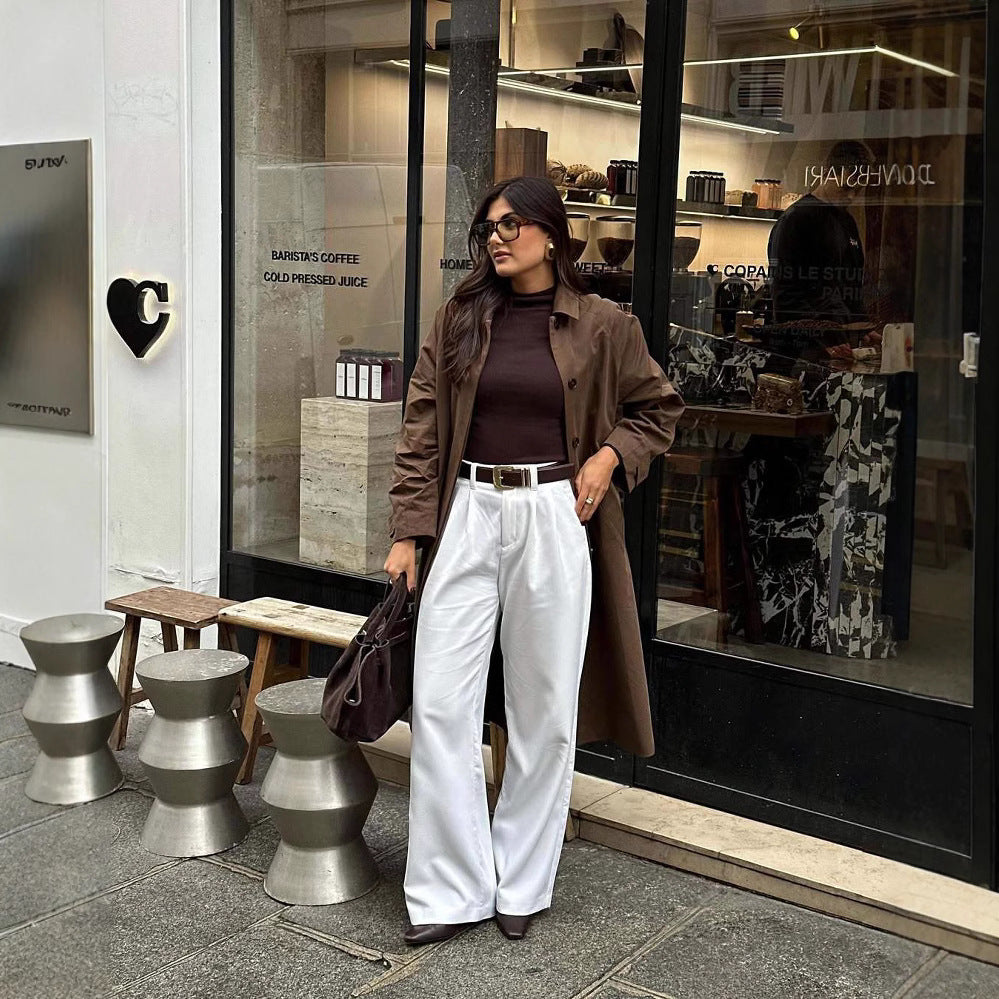 Damen modische Trenchcoatjacke mit lässigem Schnitt und Gürtel R&B