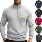 Herren Sportlicher Pullover mit halbem Reißverschluss und Kontrastbrusttasche R&B