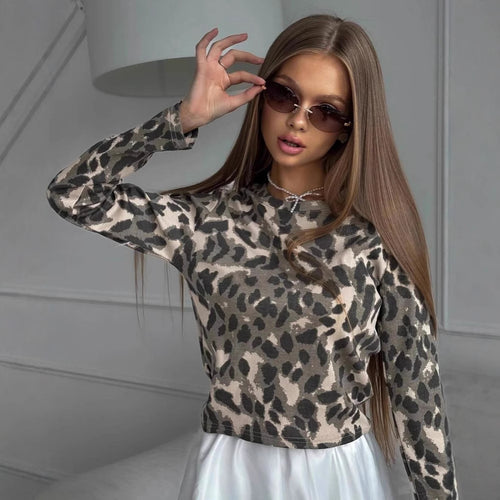 Damen Langarm-Shirt mit modernem Leo-Print und weichem Griff R&B