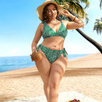 Damen Triangel-Bikini mit verspielten Schleifen und modischem Muster R&B