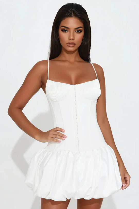 Damen Korsettkleid mit voluminösem Rock und feinen Trägern R&B
