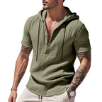 Herren lässiges Kapuzenshirt mit Knopfleiste und modischem Design R&B