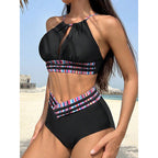 Damen Bikini-Set mit Hochtaillen-Höschen und sportlichem Oberteil