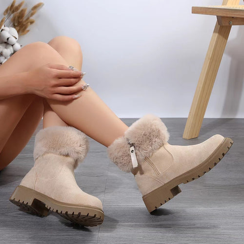 Damen Winterboots mit Kunstfellkragen und rutschfester Sohle R&B