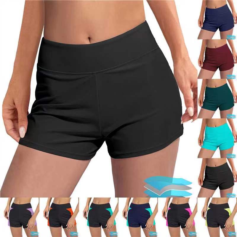 Damen Hochgeschnittene Sport-Badeshorts mit elastischem Bund R&B