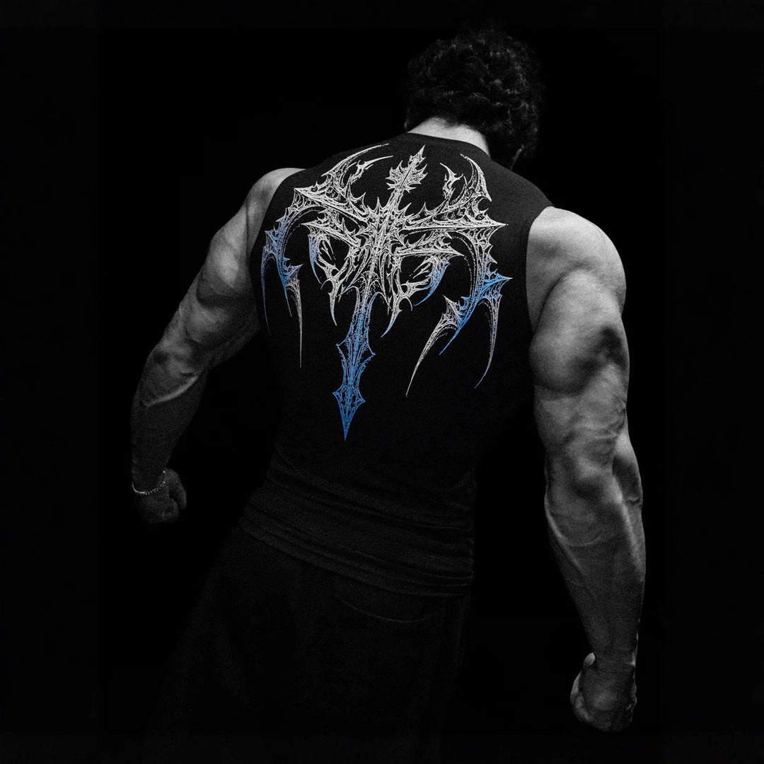 Herren nan figurbetontes Trainings-Tanktop mit tiefen Armausschnitten und filigranem Rückendruck R&B
