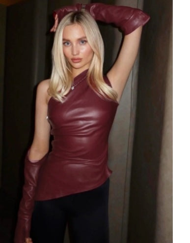 Damen Elegantes Top mit asymmetrischem Design und langen Armabschlüssen R&B