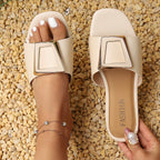 Damen elegante Mules mit glitzerndem Schnallen-Design R&B