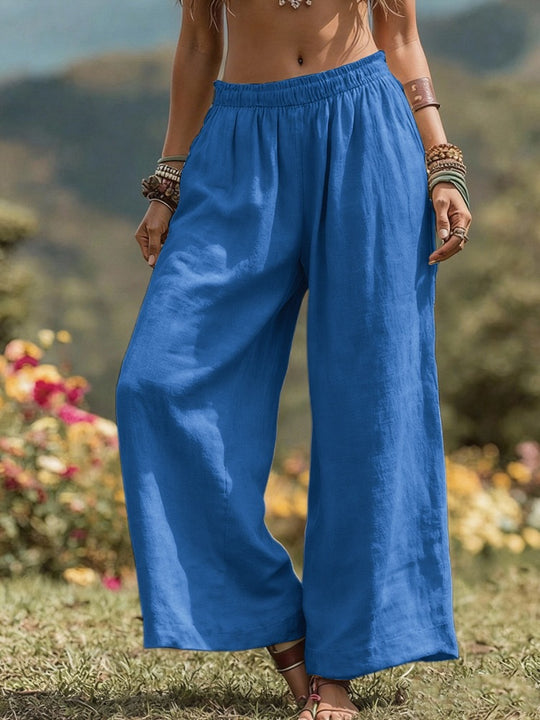 Damen Weit geschnittene Leinenhose R&B