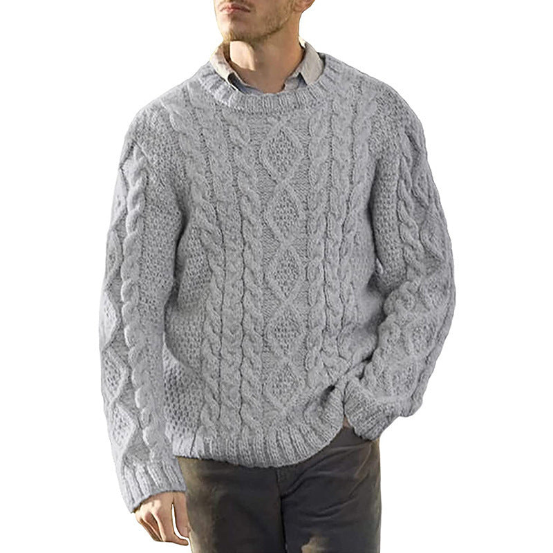 Herren Grobstrickpullover mit klassischem Zopfmuster R&B