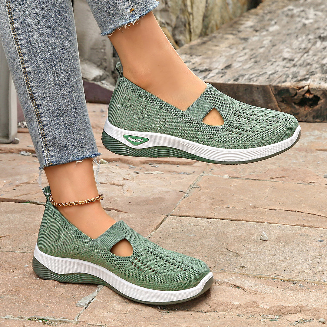 Damen Bequeme Slip-On Sneakers mit atmungsaktiver Netzstruktur R&B
