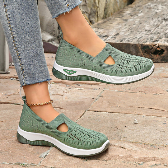Damen Bequeme Slip-On Sneakers mit atmungsaktiver Netzstruktur R&B