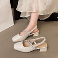 Damen Slingback-Pumps mit modischem Kettenriemen und detaillierter Blockabsatz EB