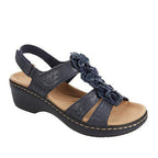 Damen Sandalen mit dekorativem Blumendesign und komfortablem Plateau-Riemen R&B