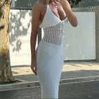Damen Strick-Maxikleid mit raffinierten Lochmustern und eleganter Silhouette R&B