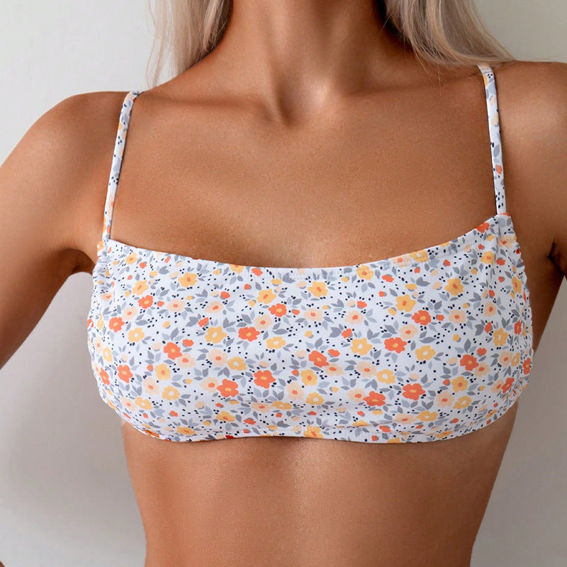 Damen Bikini-Oberteil mit verstellbaren Trägern und floraler Druck R&B