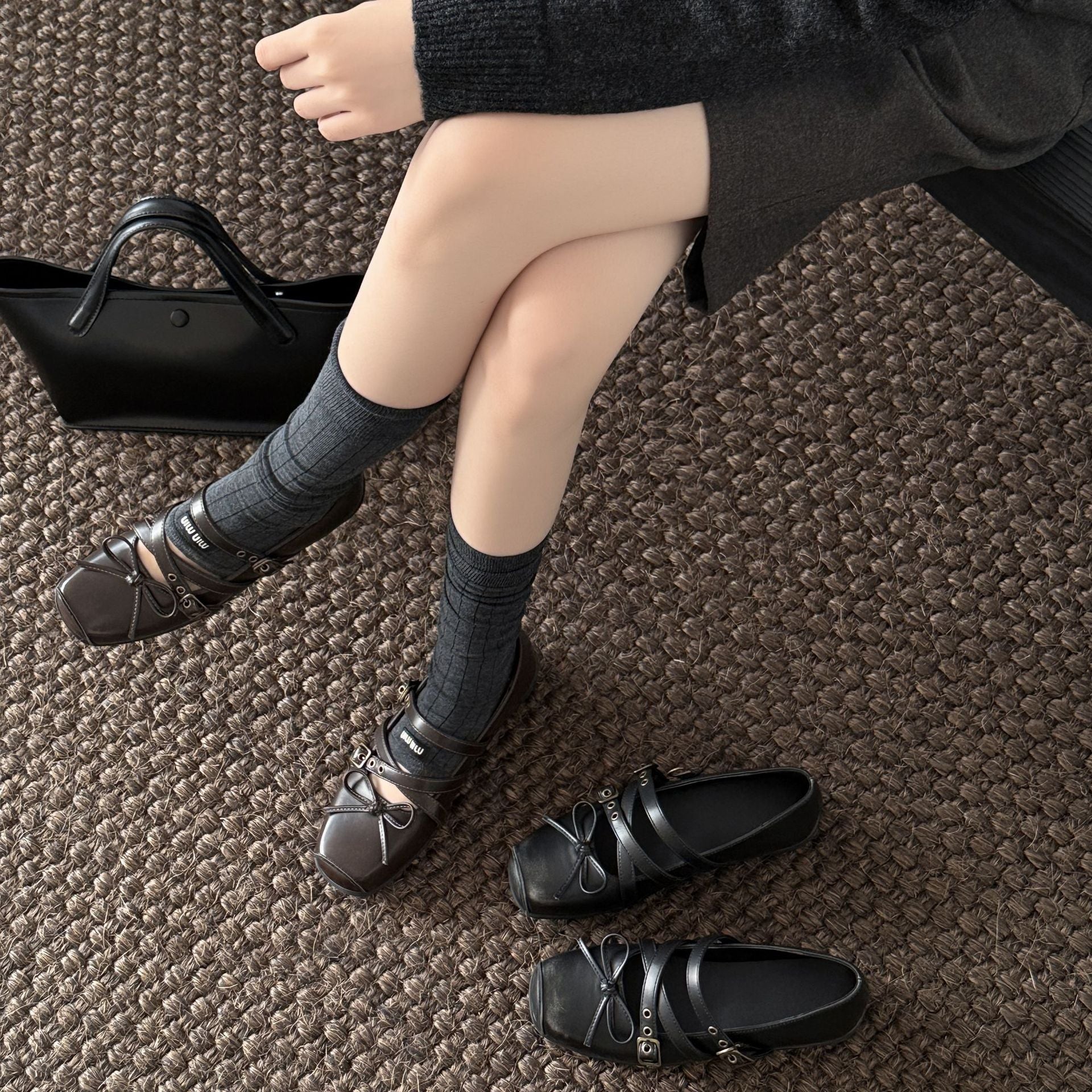 Damen elegante Mokassins mit dekorativem Schleifen-Detail und speziellen Riemen R&B