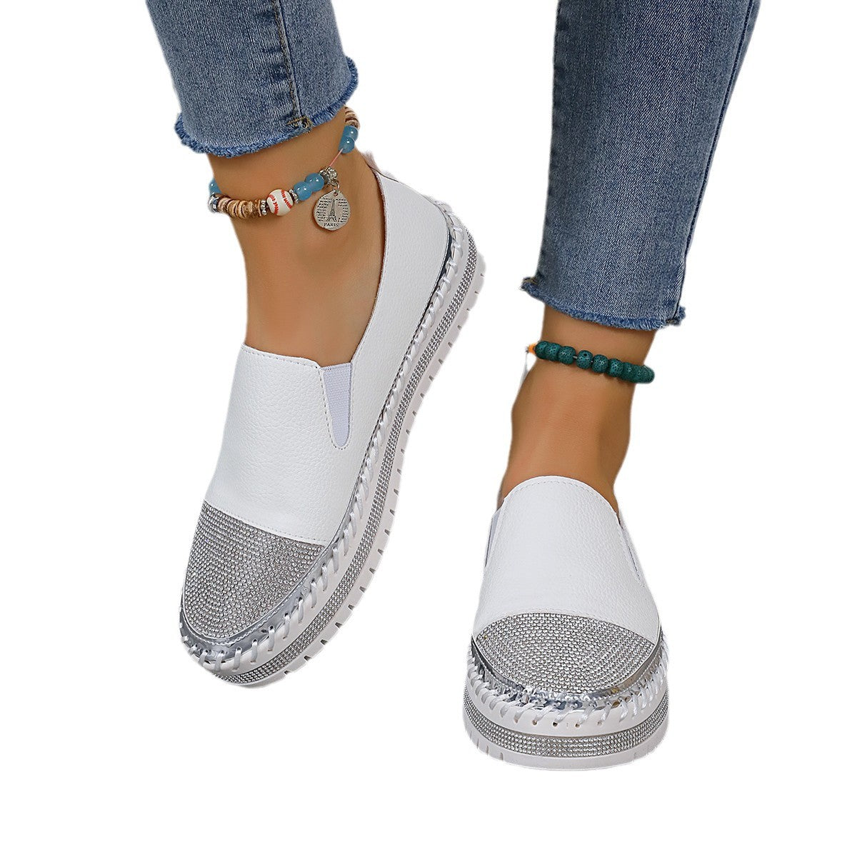 Damen Slip-On Sneakers mit funkelndem Plateau R&B