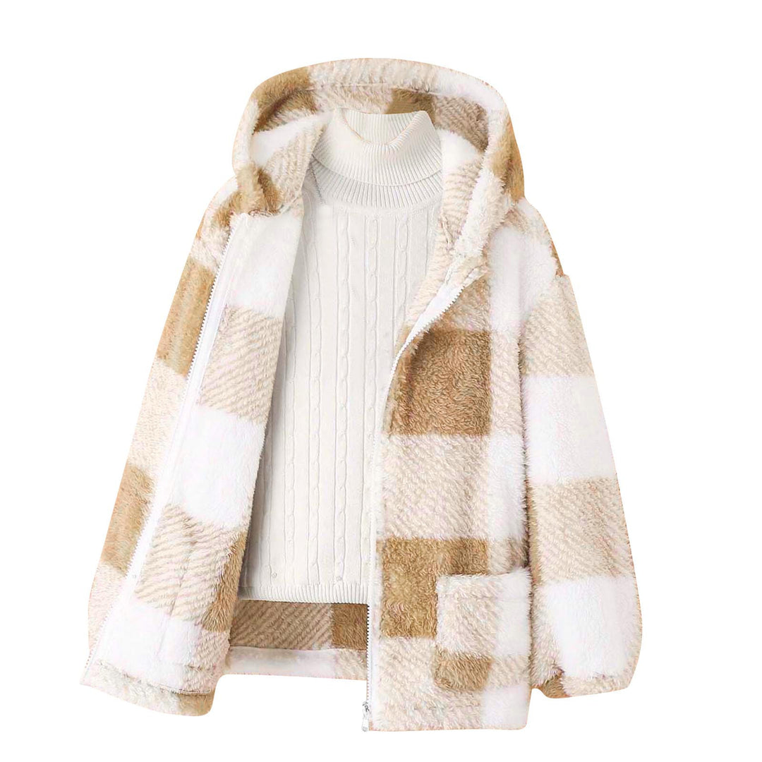 Damen Fleecejacke mit kariertem Muster und praktischen Taschen R&B