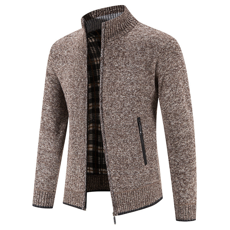 Herren Strickjacke mit hohem Kragen und praktischen Reißverschlusstaschen R&B