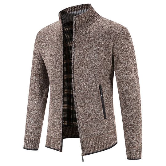 Herren Strickjacke mit hohem Kragen und praktischen Reißverschlusstaschen R&B