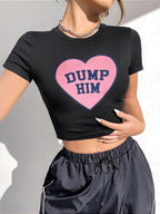 Damen Crop-T-Shirt mit auffälligem Statement-Print R&B